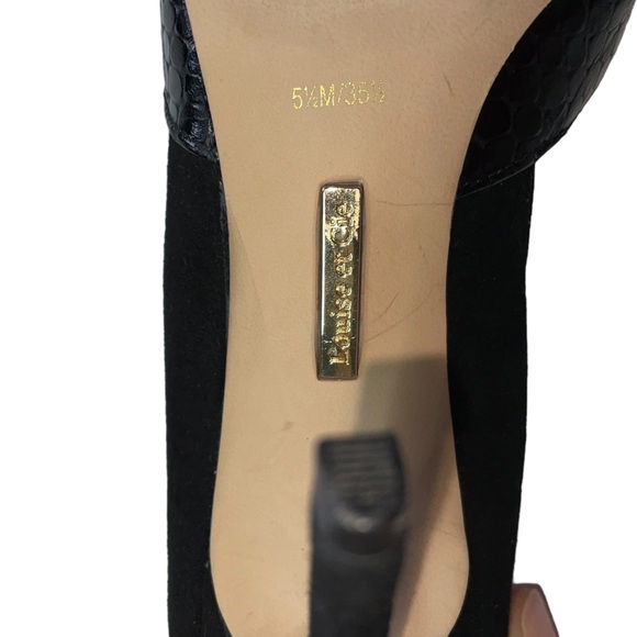 Louise et Cie black leather croc effect heels pointed toe suede size 5.5 - Picture 8 of 14